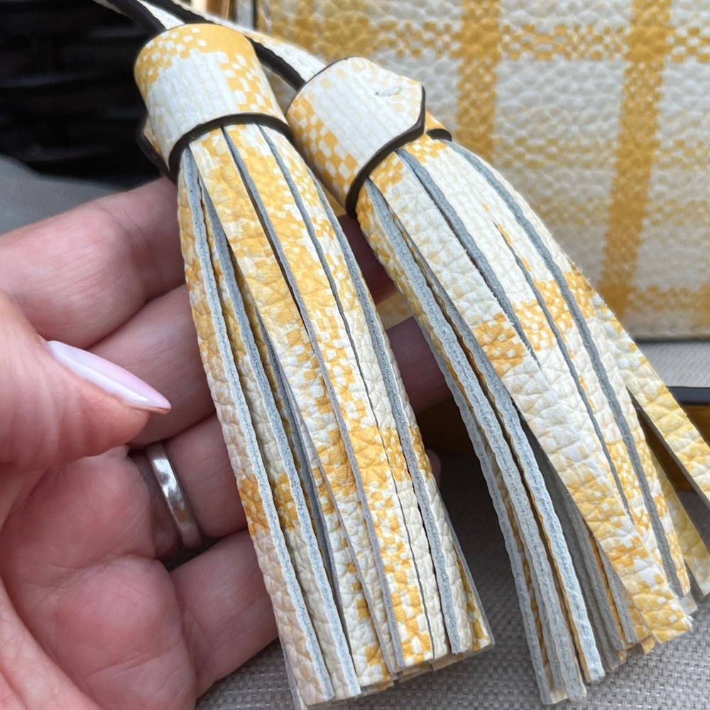 NWT Tory Burch McGraw Yellow Plaid Leather Crossbody Bag - Picture 6 of 13